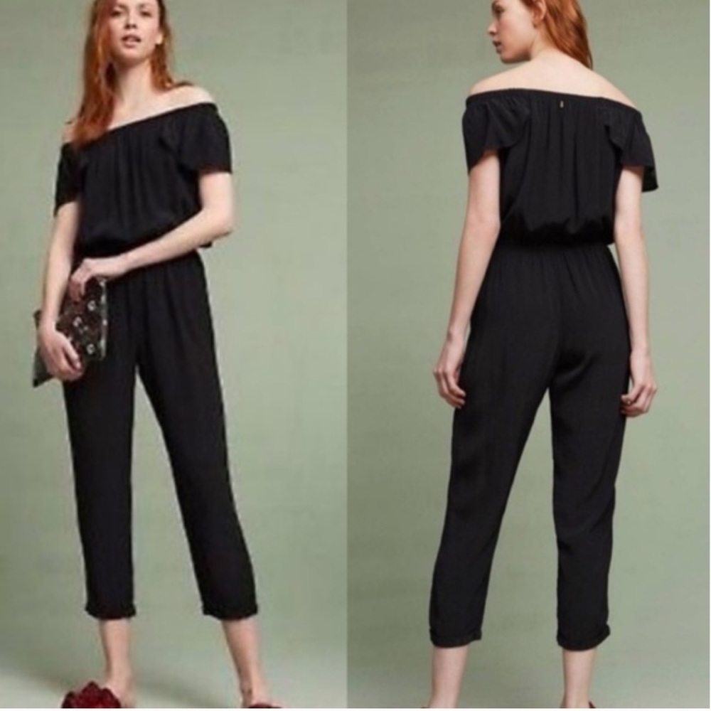 New Beachgold Anthropologie XS Black Off Shoulder Jumpsuit